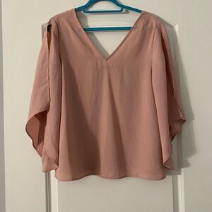 Doe & Rae Blush V-Neck Blouse